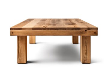 wooden table, front view, isolated on white background with clipping path. Generative AI