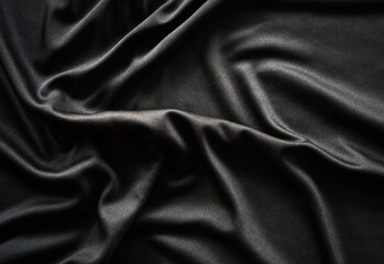 Black wrinkle shiny fabric texture can be use as background