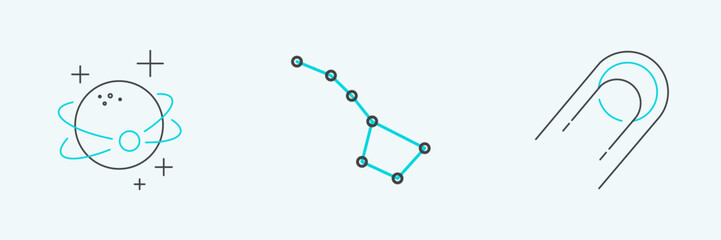 Set line Satellite, Planet and Great Bear constellation icon. Vector © Oksana