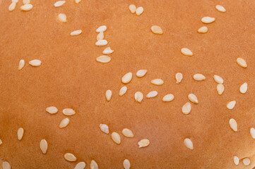 hamburger bun background with sesame macro