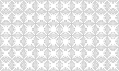 Grey linear seamless pattern like a leaf or flower. Simple graphic repeat design. Vector Abstract Background.