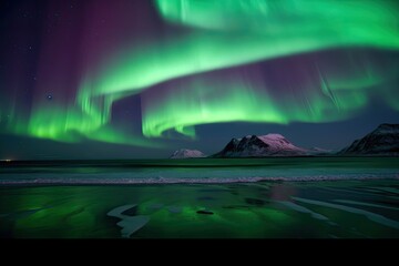 Aurora Borealis. Magic northern lights. Generative AI