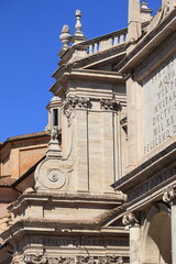 Santa Maria della Vittoria Church Facade Detail in Rome, Italy