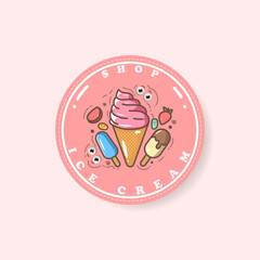 Ice cream label illustration. suitable for your business