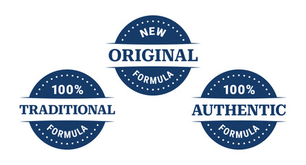 Original, authentic, traditional formula, recipe, vector icon badge