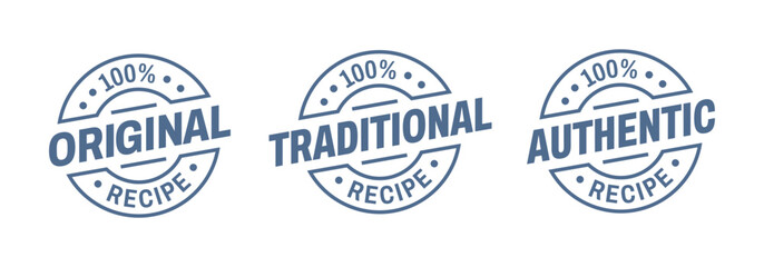 Original, authentic, traditional formula, recipe, vector icon badge