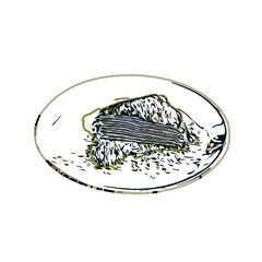 Color sketch of a piece cake with transparent background