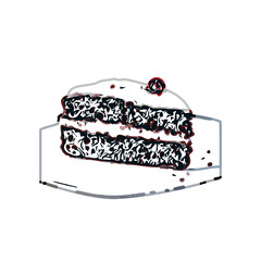 Color sketch of a piece cake with transparent background