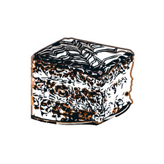 Color sketch of a piece cake with transparent background