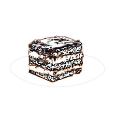 Color sketch of a piece cake with transparent background