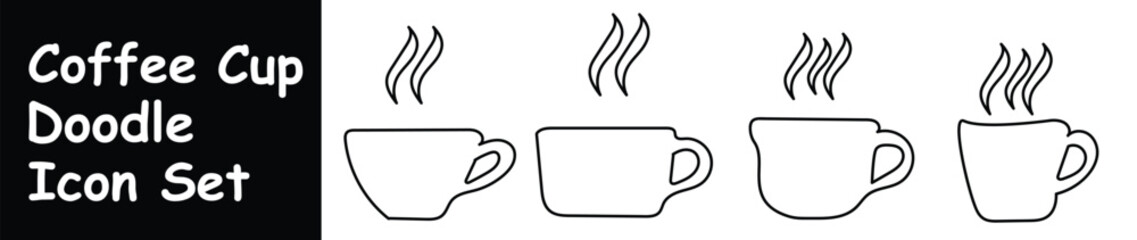 Hand drawn horizontal coffee cup set