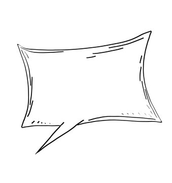 rectangular speech bubble pointing down, instant thought idea, communication concept