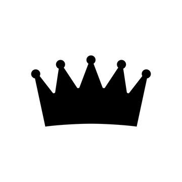 Crown icon. Black silhouette crown isolated on white background. Symbol king and queen for design prints. Royal attribute. Simple outline emperor. Flat emblem. Monarch corona. Vector illustration
