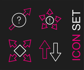 Set line Arrow, Many ways directional arrow, and icon. Vector