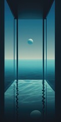 virtual reality ocean, minimalism