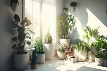 houseplants in sunlight - generative ai