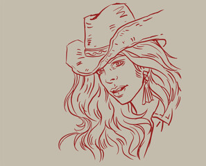 woman face with hair vector for card illustration background