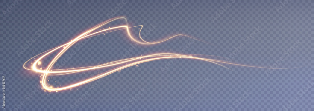 Poster Golden wavy light lines background.Abstract light lines for background.Vector.
