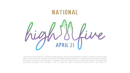 National high five day banner poster isolated on white background celebrated on april 21.