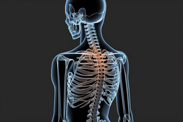 Spine disorder, scoliosis, backbone injury, human anatomy and medical concepts. Generative ai.