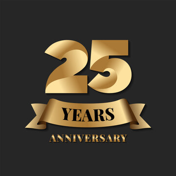 25th Anniversary logo with an elegant gold color scheme for the occasion. Vector
