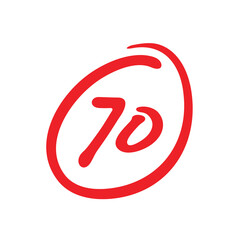 70 points exam score, seventy points test results, vector illustration