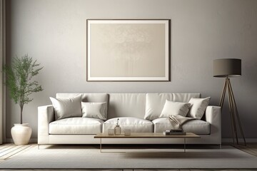 Blank framed mockups of a contemporary living room and an interior are available online. Generative AI