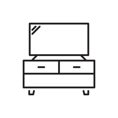 Tv furniture cabinet line icon. Editable stroke