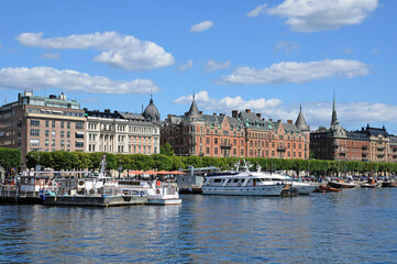 Naklejka na ściany i meble boat on the Baltic sea in Stockholm