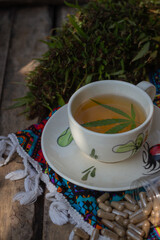Cannabis tea, a drink made from cannabis medical marijuana.