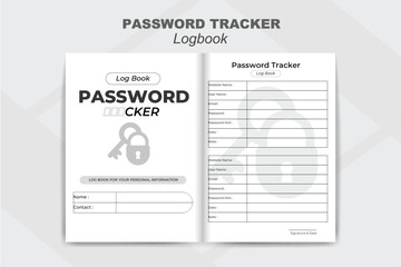 Vector password tracker and website  information notebook kdp interior log book design template