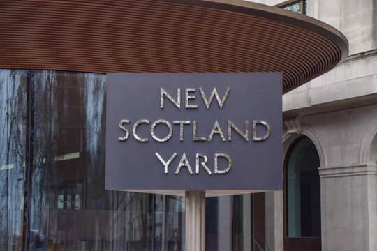 General View Of The Sign At New Scotland Yard, On February 18 2023 In London, UK