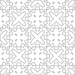  Monochrome ornamental texture with smooth linear shapes, zigzag lines, lace pattern.Abstract geometric black and white pattern for web page, textures, card, poster, fabric, textile.