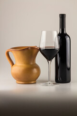 wine bottle and glass red wine