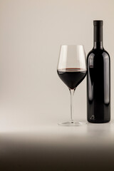 wine bottle and glass red wine