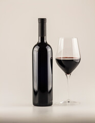 wine bottle and glass red wine