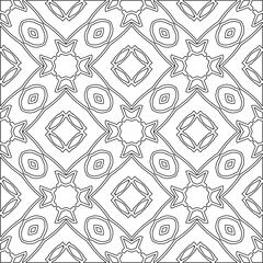  Monochrome ornamental texture with smooth linear shapes, zigzag lines, lace pattern.Abstract geometric black and white pattern for web page, textures, card, poster, fabric, textile.