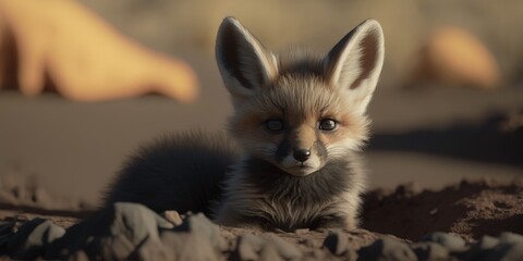 Obraz premium Enchanting Innocence: A Captivating Portrait of a Cute and Adorable Baby Fox generative ai illustration
