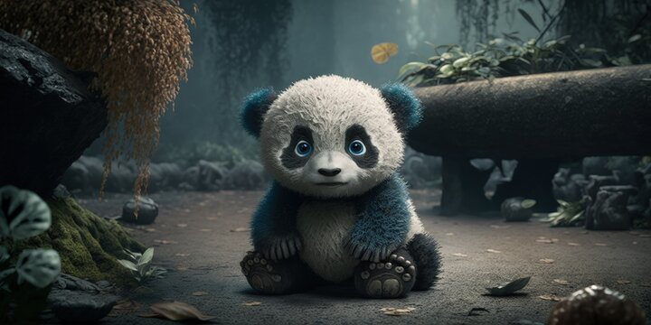 Cute adorable baby Pand generative ai illustration 