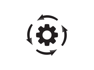 Workflow business icon. Gear cog wheel with four arrows.  workflow process.