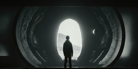 Sci-Fi Dark First Alien Encounter - Generative AI Illustration