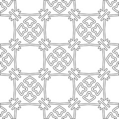  Monochrome ornamental texture with smooth linear shapes, zigzag lines, lace pattern.Abstract geometric black and white pattern for web page, textures, card, poster, fabric, textile.