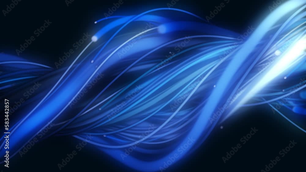 Poster glowing blue animated background, computer screensaver. pattern of randomly plexus rays light, strip