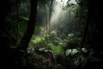 forest backdrop to showcase model and objects generative ai jungle render	
