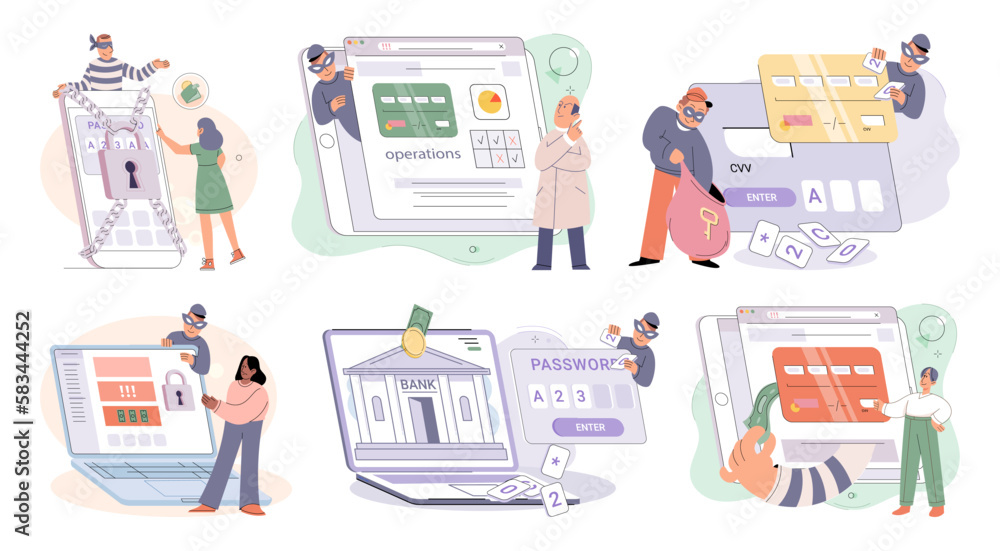 Poster hacker activity. hacking computer. phishing account, steal data, cyber attack. stealing password. cy