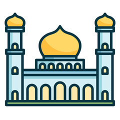 Mosque icon in black outline style