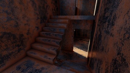 alone in empty building liminal space 3d render