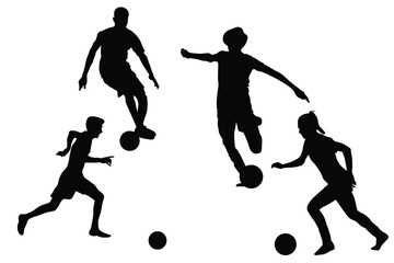 vector flat design soccer player silhouette illustration
