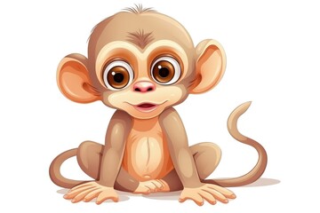 Fototapeta premium a cute adorable baby cartoon Monkey generative ai illustration in the style of a children-friendly cartoon animation style 