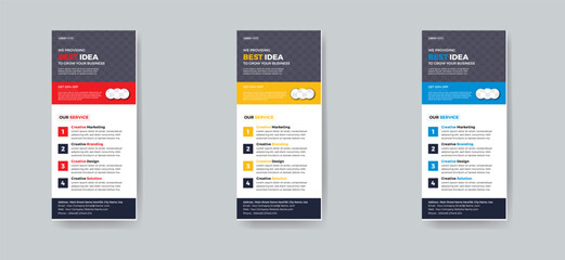 Modern creative corporate business dl flyer or rack card layout concept background flyer brochure cover template for grow up your business to the next level